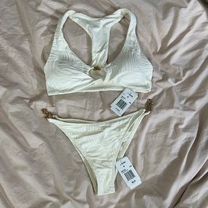 LSpace animal textured chain bikini in white - size M